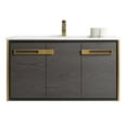 thumbnail image 2 of Fine Fixtures Oakville 42 in. W x 18 in. D x 33 in. H Wall Mounted Bathroom Vanity in Black Coal Oak with White Ceramic Sink, 2 of 8