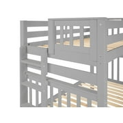 Bedz King Tall Bunk Beds Twin over Twin Mission Style with End Ladder and 2 Under Bed Drawers, Gray
