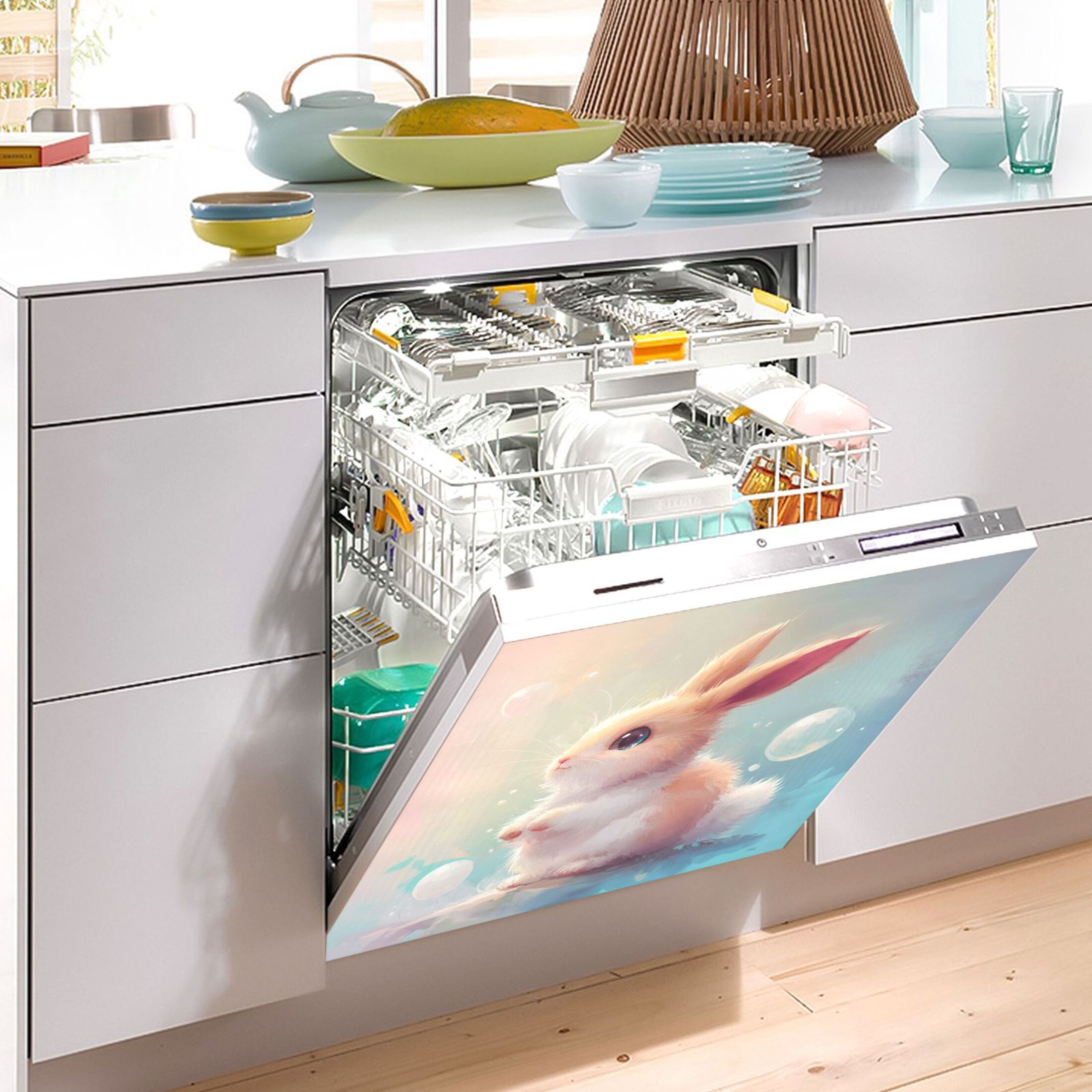 Dishwasher Magnetic Sticker 23x26 Inch Refrigerator Magnetic Sticker Washing Machine Magnetic Sticker Kitchen Panel Magnetic Sticker Home Decor Super Lovely Orange Rabbit