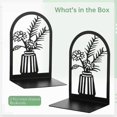 thumbnail image 2 of 2 Pack Black Iron Bookends Vase Shape Heavy Duty with AntiSlip Pads for Home Office, 2 of 5