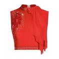 thumbnail image 1 of dPois Haut Court de Danse Lyrique pour Femmes Sans Manches Broderie Exquise Performance de Scène Rouge P, 1 of 4