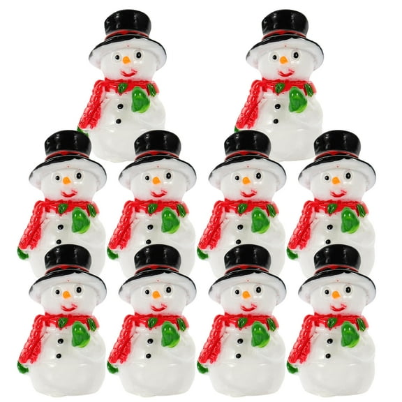 HONMEET 10Pcs Tiny Snowman Figurines Resin Mini Decorative Miniature Snowman For Home Garden Offices