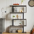 thumbnail image 5 of 5-Tier S-Shaped Bookshelf, Geometric Bookcase Wooden Z-Shelf Storage Modern Open Shelving, Freestanding Display Bookshelf for Living Room Home Office, Gray, 5 of 8