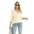 thumbnail image 3 of Women's Long Sleeve Open Front Lightweight Knit Crochet Cardigan Sweater Casual Loose Coat, 3 of 7