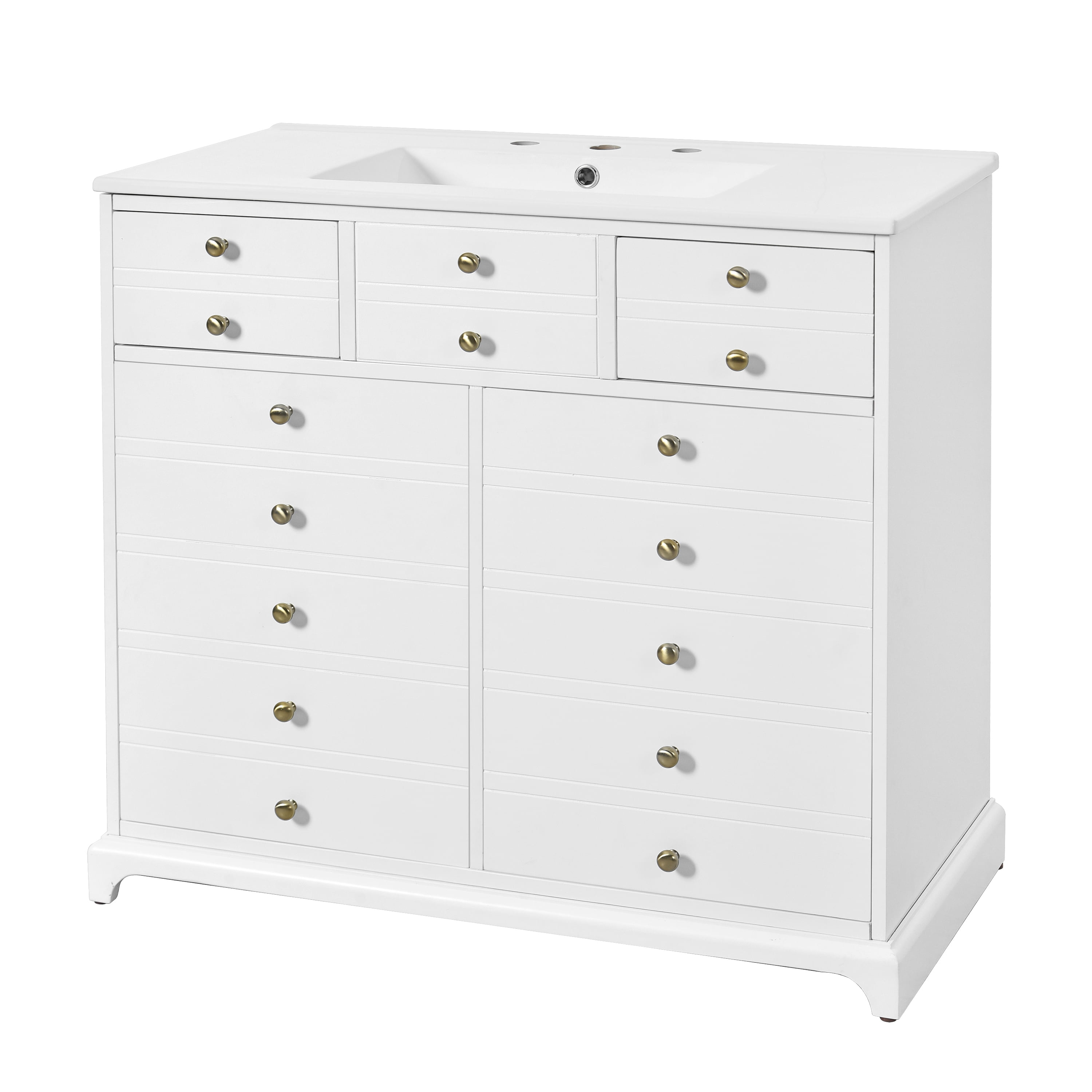 Harper & Bright Designs 36" Bathroom Vanity with Sink, Bathroom Storage Cabinet with Drawers, Single Sink Bathroom Vanity with Soft Closing Doors, White