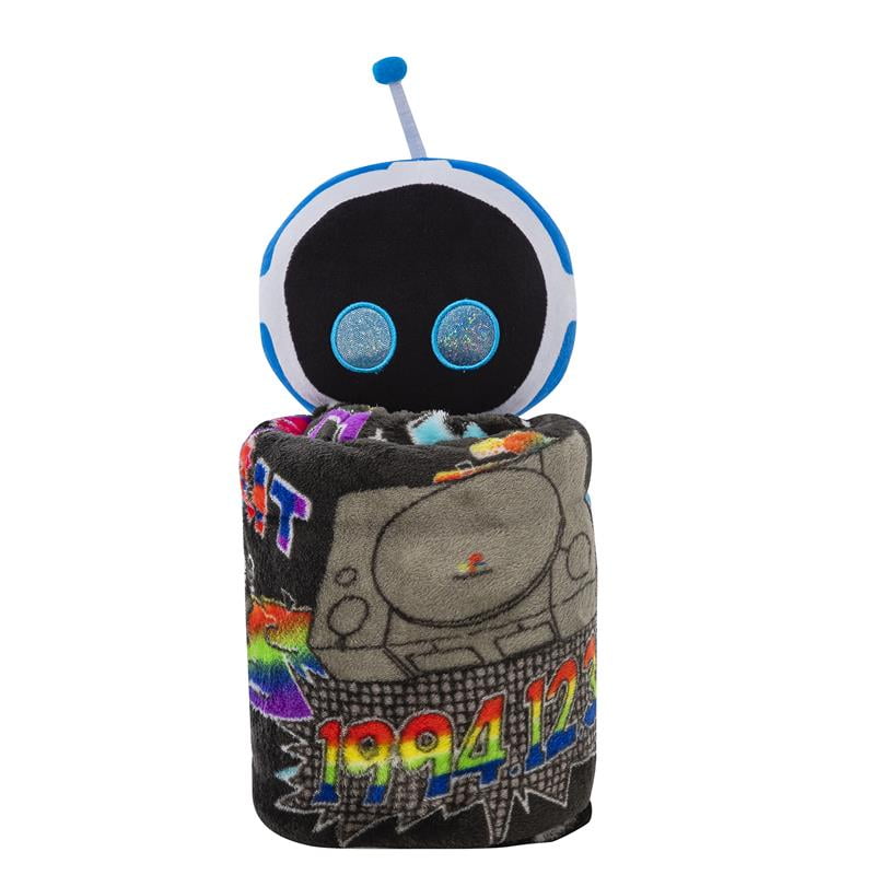 Playstation Astrobot Mural Officially Licensed Silk Touch Throw Blanket and Plush Character Hugger Set – Ultra Soft Plush Character Pillow for Kids