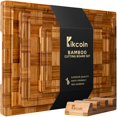 thumbnail image 1 of Juego de tablas de cortar Kikcoin de madera de bambú con ranura para jugo (XL/L/M), 1 of 7