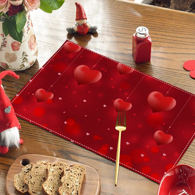 Manteles individuales románticos antideslizantes XUNRYAN por menos de $10, manteles lavables para mesa de comedor, manteles de interior de tejido duradero, manteles individuales con estampado de