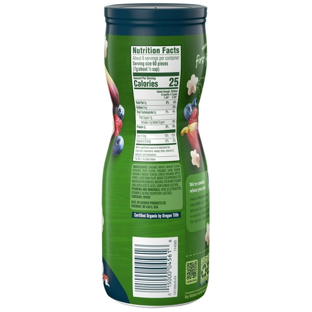 Gerber Organic Puffs Fig Berry Cereal Snacks, 1.48 Oz Canister (Pack of