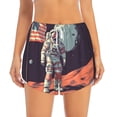 thumbnail image 2 of Balery Astronaut With American Flag Pantalones cortos deportivos para mujer con forro y dos bolsillos, elásticos, para entrenamiento, gimnasio, yoga-Medium, 2 of 7