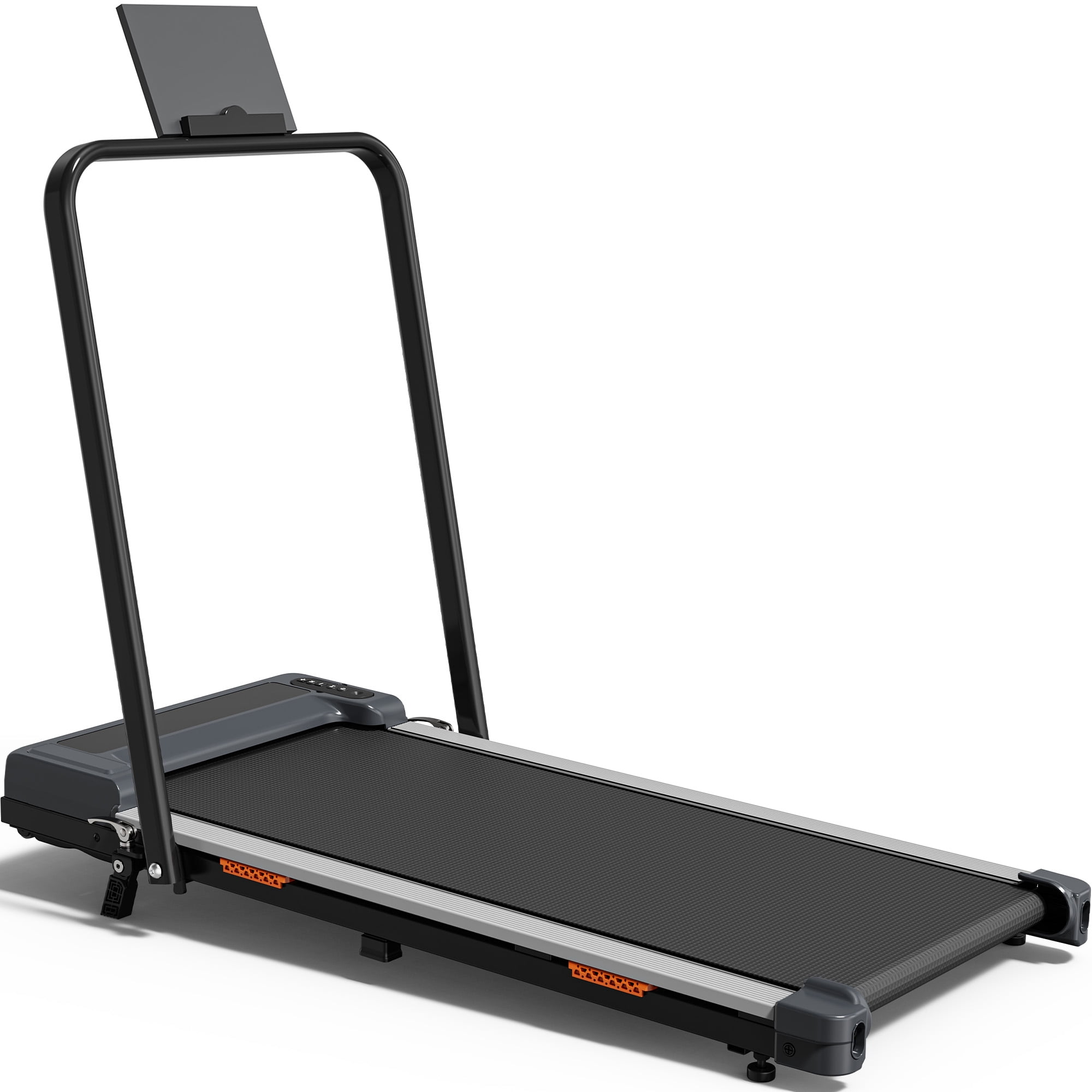 ASoopher Foldable Walking Pad with Incline and Handle Bar, Small Portable Treadmill, for Home and Office，2.5 HP Under Desk Treadmills, 0.6-3.8 MPH, Black