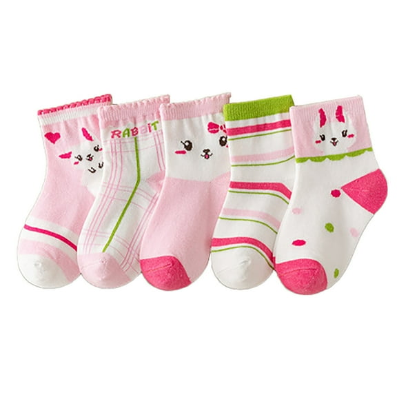 Coerni 5PC Socks Baby Mid Tube Socks Baby Floor Socks Fall Winter Boys and Girls Cute Cartoon Easter Warm Socks