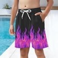 thumbnail image 7 of Cethrio Boys Beach Shorts, Fashion Relaxed Fit Stretchy Elastic Waist Board Shorts Purple Size 10-12, 7 of 7