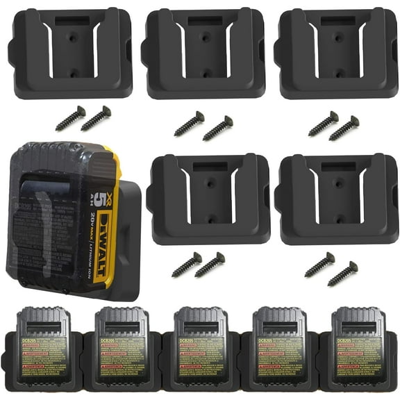 Gijok Battery Holders for Dewalt 20V Mount Dock Fit for 20V 60V (No Battery), 10 Pack Battery Dock Holder Fit for DCB200 DCB203 DCB205 DCB206 Batteries (5, Yellow)