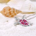thumbnail image 5 of KDSJSXW Gold Necklaces for Women Opal Sea Turtle Necklace Pendant Necklace Ocean Beach Jewelry Handmade Sea Life Accessory Sterling Silver Necklace for Women (Red,One Size), 5 of 6