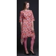 thumbnail image 2 of Bimba Pink Buds & Magnolia Floral Women Kurtas Ethnic Printed Asymmetric Summer Wear Tops For Women XSmall, 2 of 6