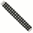 thumbnail image 1 of Sterling S Majestik Rh-pl 3 Row 10-11mm Blk Imitat Shell Pearl Bracelet 7.5 Inch "Bracelets, 1 of 4