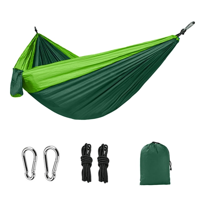 Hamaca portátil nylon camping hamaca doble gente colgando cama viaje camping columpio para senderismo mochilero backyard balcones verde Yuarrent OD003579-02B