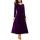 thumbnail image 1 of Vestido largo elástico de terciopelo fruncido de manga larga elegante para mujer Xemadio WRMH-233-8, 1 of 5