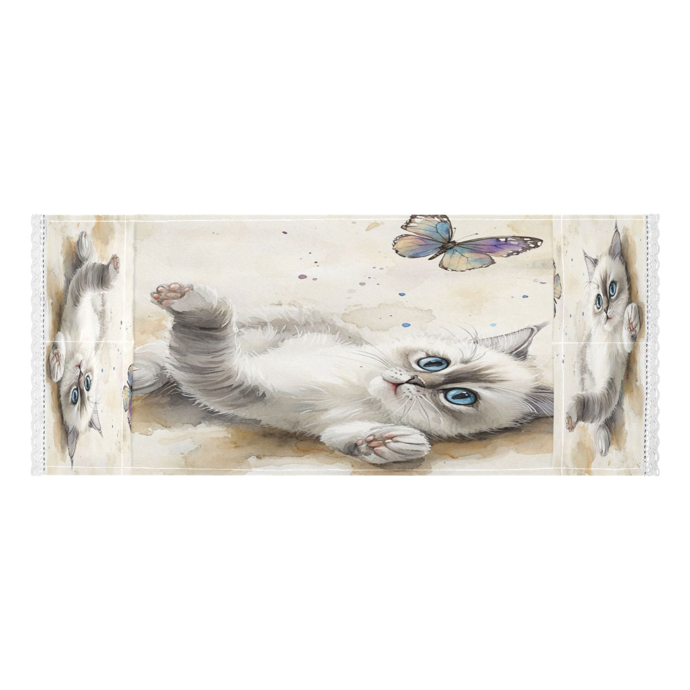 WOBOGO Cat with Colorful Butterfly Washing Machine Cloth Dryer Refrigerator Top Cover Protective Non-Slip Mat For Kitchen Laundry