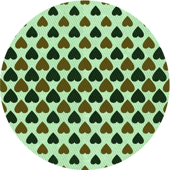 Ahgly Company Indoor Round Patterned Army Green Area Rugs, 4' Round