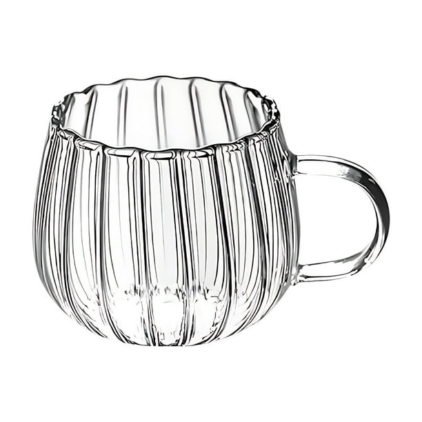 Taza de vidrio para bebidas, té, café, bebidas frías y calientes, vajilla para desayunos, ideal para el hogar, la cocina o la oficina. Vidrio borosilicato transparente.
