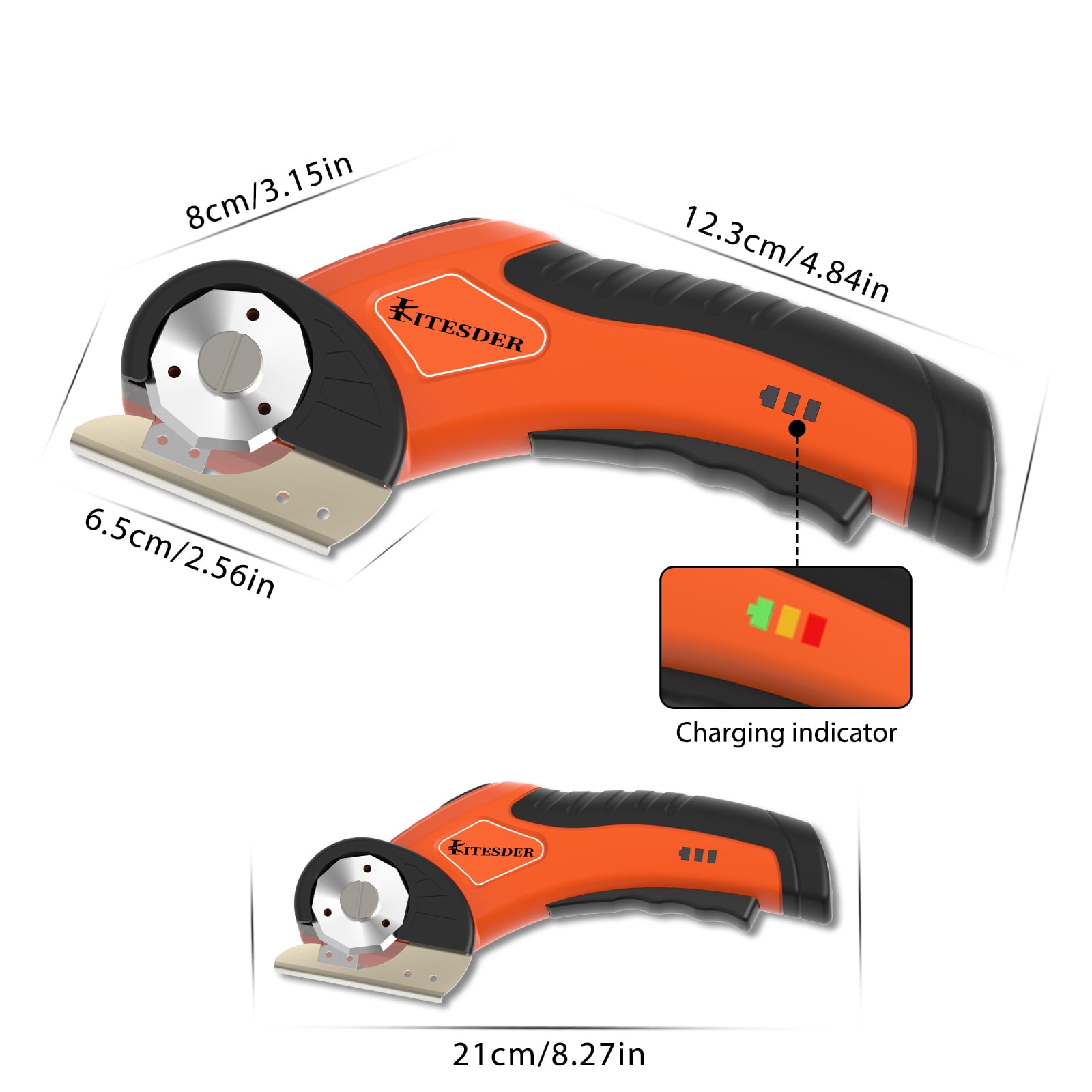 4V Cordless Electric Scissors, Rechargeable Box Cutter with Safety Lock & LED Light – Power Shears for Cardboard, Fabric, Carpet, Leather, Plastic