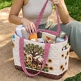 thumbnail image 2 of Pzuqiu Highland Cow Sunflower Large Quilted Tote Bags for Women Lightweight Versatile Pink Puffer Shoulder Handbag for Work Travel Shopping College Everyday Use, 2 of 7
