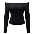 thumbnail image 6 of Women's Fall Off Shoulder Sweater Long Sleeve Ribbed Knit Fitted Pullover Top Blouse Casual Comfortable Stylish Winter Fashion, 6 of 7