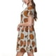 thumbnail image 2 of Balery Pinecone Autumn Pattern Vestidos sueltos de manga corta para mujer, vestidos de verano 2025, vestidos casuales de corte A con vuelo., 2 of 6
