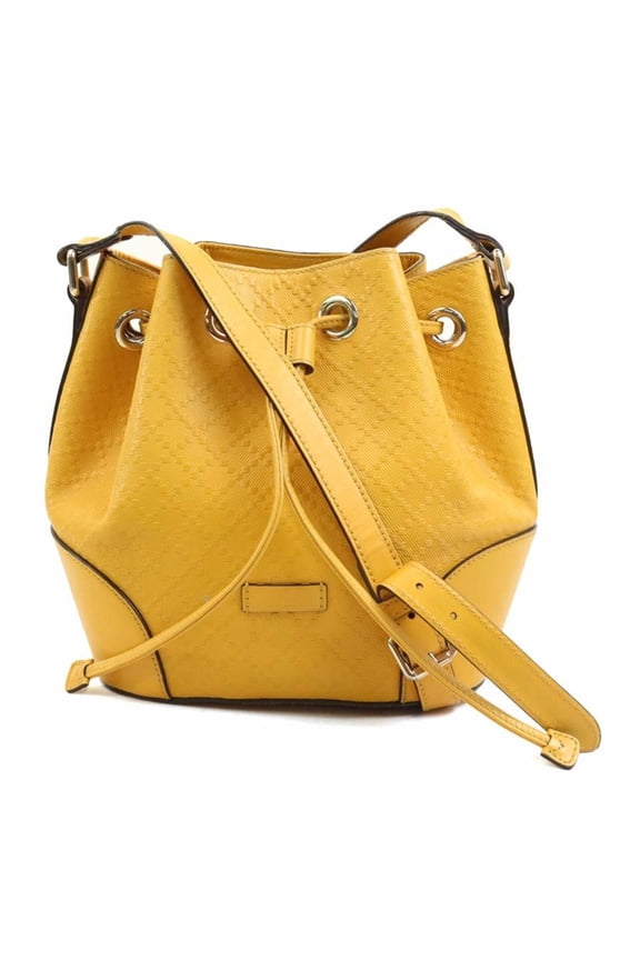 Pre-Owned Gucci Diamante Leather Shoulder Bag, Yellow, Women's, 354229 e61402a