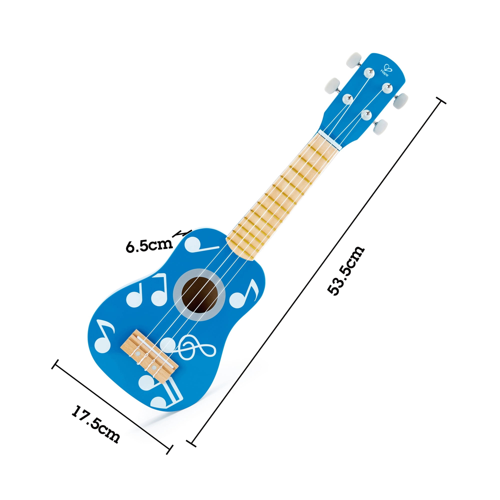 Hape Kid's Wooden 21" Blue Ukulele, Kids Musical Instrument Toy