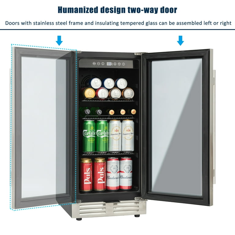  CROWNFUL Beverage Refrigerator and Cooler, Holds up to 118-Can Mini  Fridge with Adjustable Shelves, Stainless Steel Frame & Glass Door with  Handle, Best for Home or Office,UL Listed : Appliances