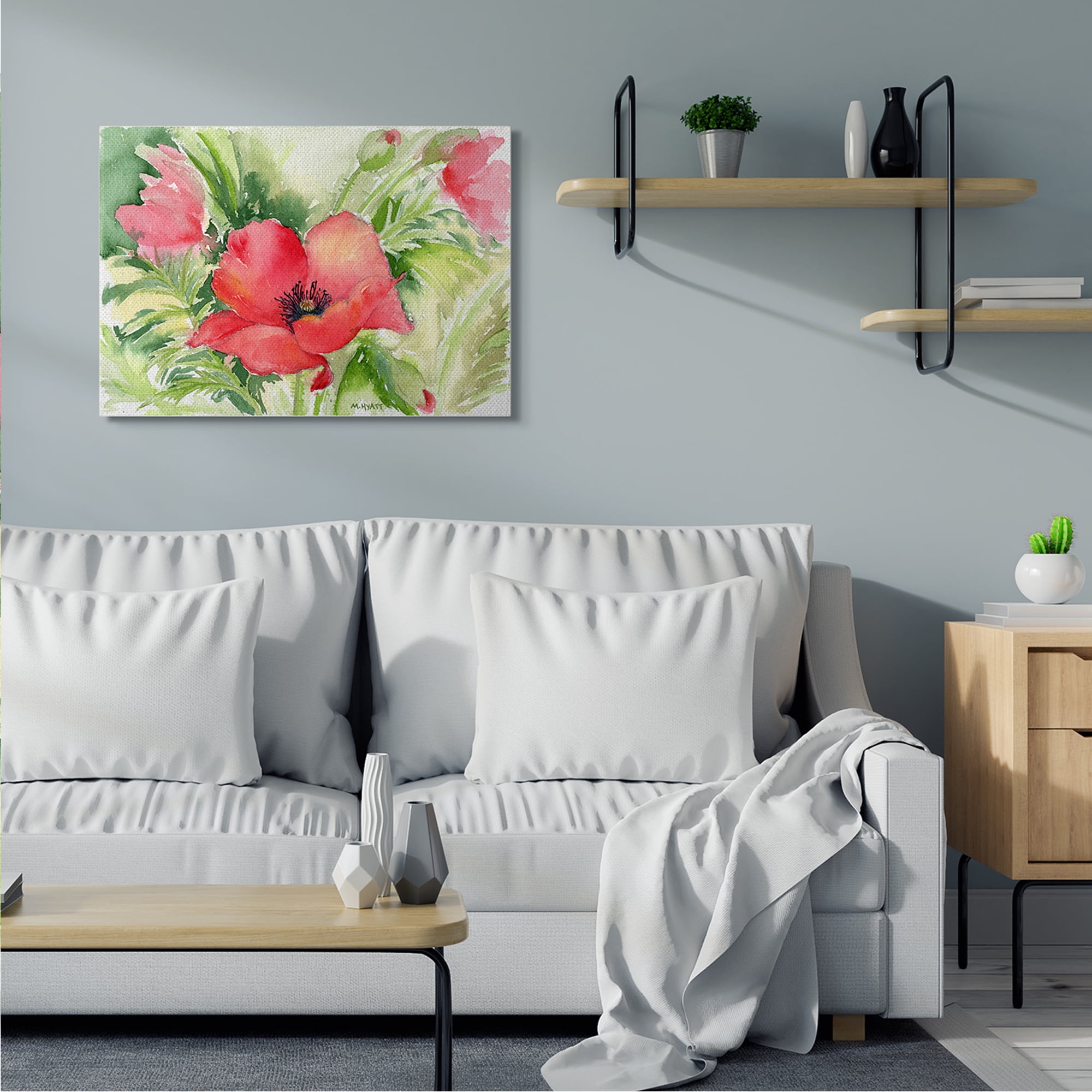 Stupell Industries Red Poppies Surrounded by Soft Greenery Canvas Wall Art, 30 x 40, Design by Melissa Hyatt LLC
