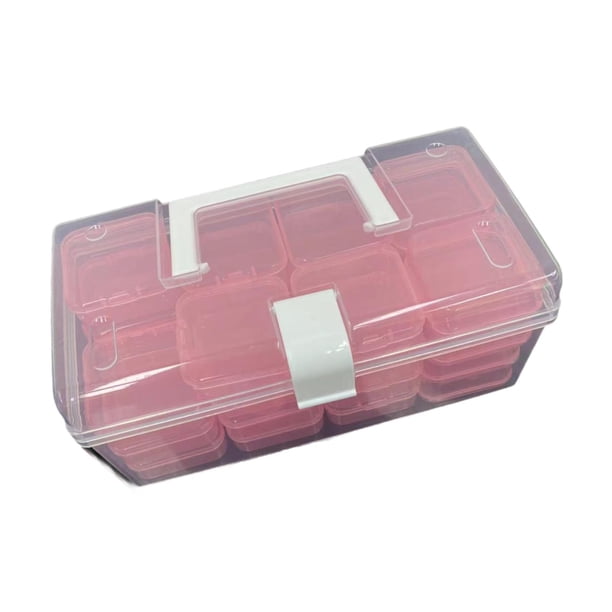 Organizador de cuentas. Contenedores resistentes para guardar cuentas y organizar joyas. Rosa