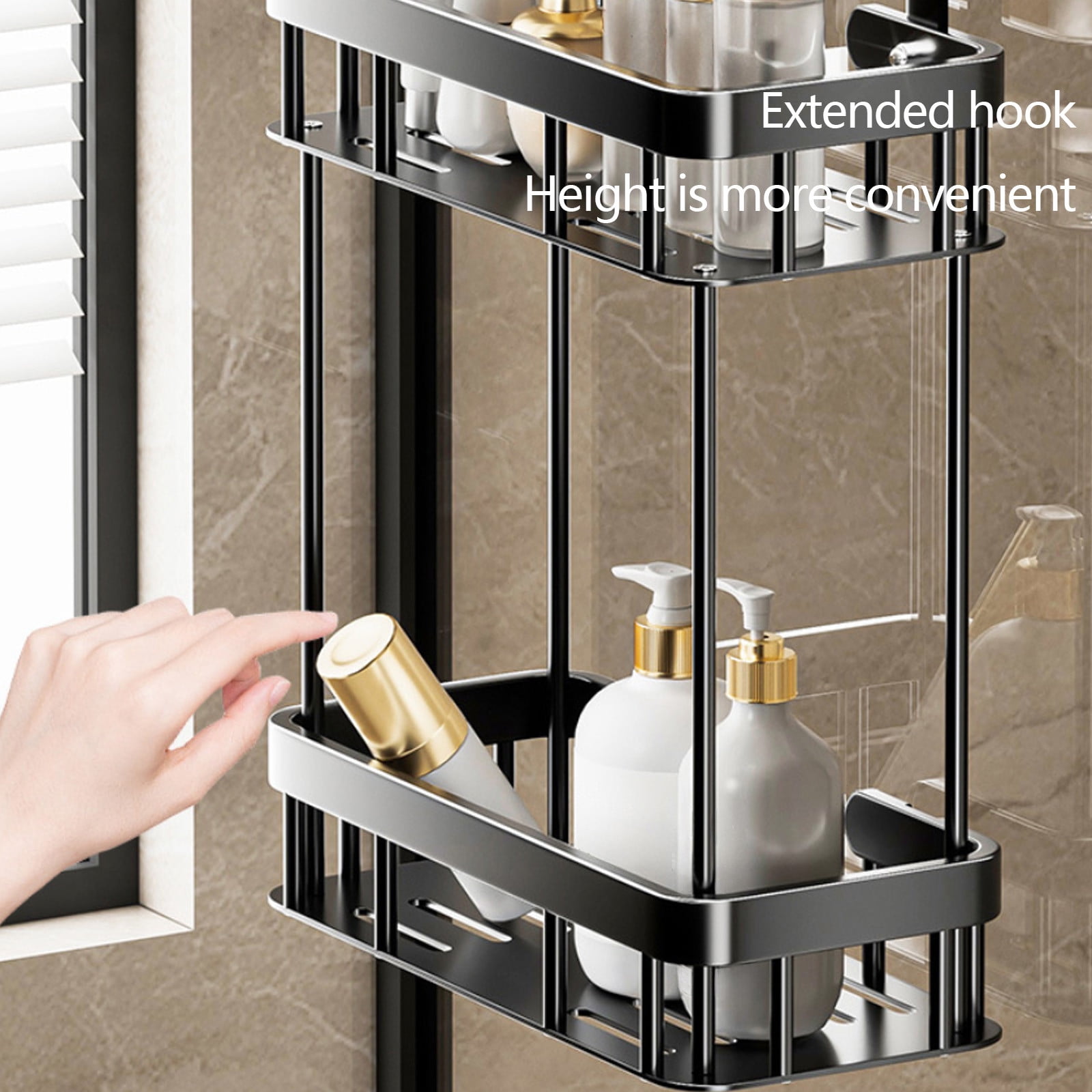 Heavy Duty 2-Tier Hanging Shower Caddy Over Door Rustproof Bath Organizer for Shampoo Conditioner Soap Razor Bathroom Storage No Drilling