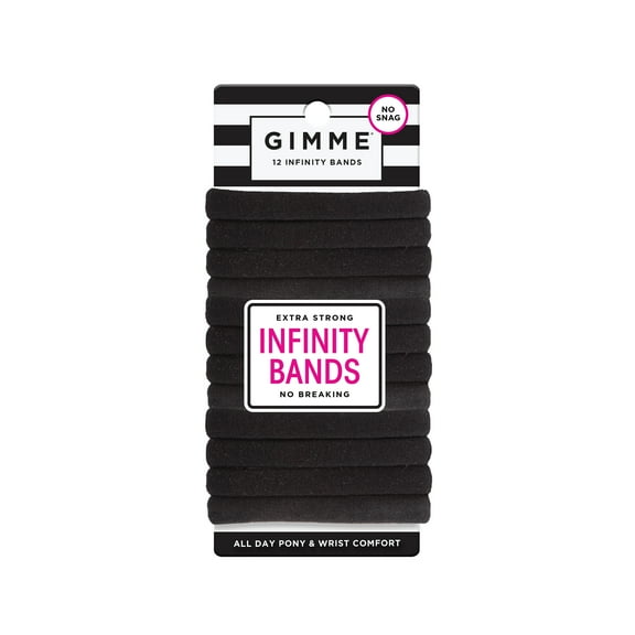 Gimme Seamless Hair Ties for Medium Fit Hair, Microfiber, Black, 12 Count