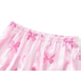 thumbnail image 5 of Beezizac Satin Pajamas for Girls-Cute Pink Silky Short-Sleeved Shorts Set with Charming Pink Bow & Striped Print Size 10, 5 of 7