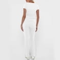 thumbnail image 4 of Womens Elegant Solid Color Sport Shirt Tops Wide Leg Pants Trousers Suit Sweater Pants Set for Women Women Rompers And Jumpsuits Pant Suits for Women Business Bottoms Out Women Juniors Pant Suit Short, 4 of 8