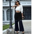 thumbnail image 4 of Cargo Pants for Women Stretch High Waisted Straight Wide Leg Jean Casual Baggy Pants Spliced Black Denim M, 4 of 10