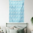 thumbnail image 4 of Teal and White Tapestry, Japanese Style Oceanic Waves Splashing Water Swirls Aquatic Artful Pattern, Wall Hanging for Bedroom Living Room Dorm Decor, 60W X 80L Inches, Blue White, by Ambesonne, 4 of 5