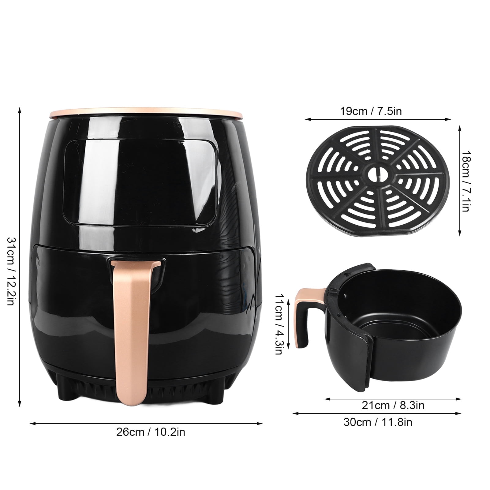 Tebru 6.5 qt Air Fryer, Black - Touch Screen