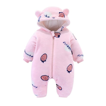 

ZHUASHUM Toddler Baby Girls Boys Zipper Fuzzy Hooded Romper Jumpsuit Coat