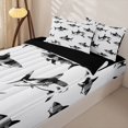 thumbnail image 3 of Homewish Cartoon Sealife Kids Zipper Full Size Comforter Sets with Fitted Sheet and 2 Pillowcases, Ocean Shark Zipper Bedding Set, Black Reversible, 4-Piece, 3 of 6