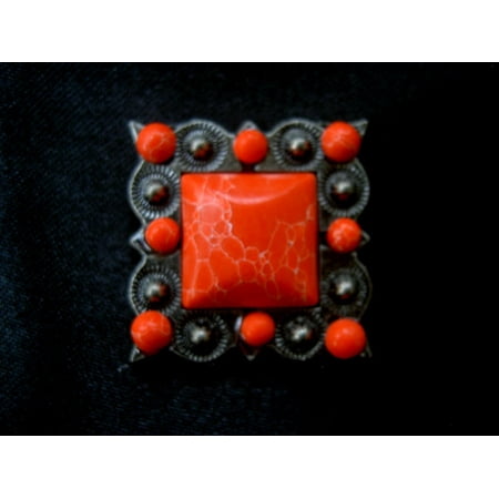New Western Rhinestone Concho - 4 Conchos Rhinestone Horse Saddle Western Orange Square CO188