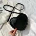 thumbnail image 3 of Bolso Bandolera PU Cuero Brillante Con Forma Corazón Melocotón Moderno Y Versátil para Mujer X456 (negro), 3 of 9
