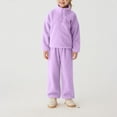 thumbnail image 2 of LIaqionyy Kids 2 Piece Sweatsuit Sets Girls Half Zip Fuzzy Fleece Sweatshirt Joggers Pants Fall Winter, 2 of 7