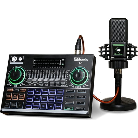 Audio Interface with DJ Mixer and Sound Card, Guarda 3rd Gen Portable ALL-IN-ONE Podcast Equipment Bundle Kit, Professional XLR Microphone "Type-c" Streaming/Gaming/Recording/Singing/Tiktok/PC (A1)