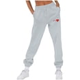 thumbnail image 4 of Baggy Sweatpants for Women Print Elastic Waist Loose Cinch Bottom Pants with Pocket Fall Casual Workout Running Trousers, Gray, S, 4 of 4