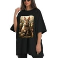 thumbnail image 4 of Plus Size Shirt for Women Oversized Black Tops for Women Short Sleeves Shirt for Women Easter T Shirt Crewneck Shirt for Women M, 4 of 5